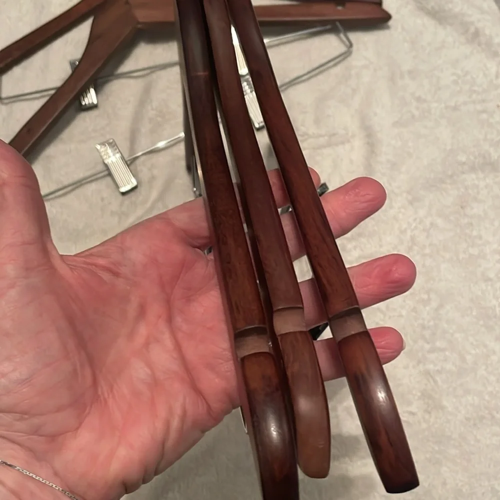 Wooden Hanger with Metal Clips